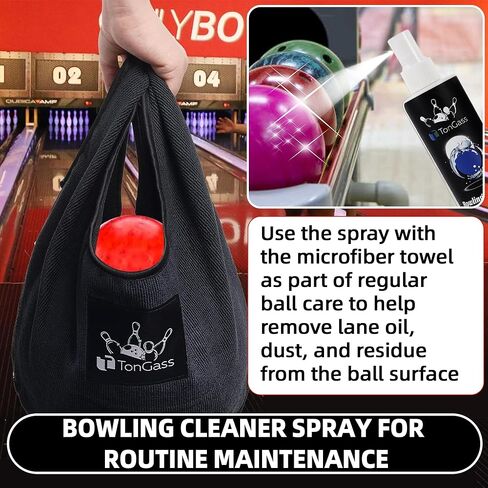 TonGass Bowling Ball Cleaning Kit with Seesaw Towel and Cleaner Spray (8 oz), Microfiber Bowling Ball Polisher Bag for Quick Wipe-Downs, Portable Bowlings Accessories for Practice and League Play in Kuwait