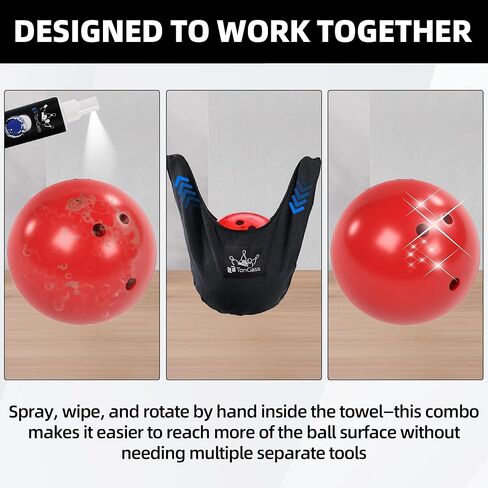 TonGass Bowling Ball Cleaning Kit with Seesaw Towel and Cleaner Spray (8 oz), Microfiber Bowling Ball Polisher Bag for Quick Wipe-Downs, Portable Bowlings Accessories for Practice and League Play in Kuwait