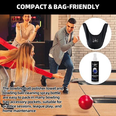 TonGass Bowling Ball Cleaning Kit with Seesaw Towel and Cleaner Spray (8 oz), Microfiber Bowling Ball Polisher Bag for Quick Wipe-Downs, Portable Bowlings Accessories for Practice and League Play in Kuwait