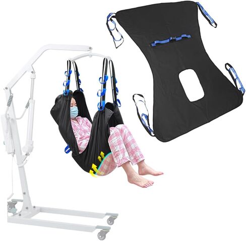 Patient Lift Sling for Home Use Elderly Bedridden Patient Lift Assist Aid Medical Toileting Sling Devices Full Body Elevation Lifter for Adults Sit to Stand Positioning Transfer Belt (Black) in Kuwait