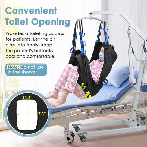 Patient Lift Sling for Home Use Elderly Bedridden Patient Lift Assist Aid Medical Toileting Sling Devices Full Body Elevation Lifter for Adults Sit to Stand Positioning Transfer Belt (Black) in Kuwait