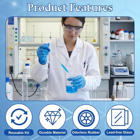 3 Pcs Glass Pipettes Dropper, 10ml & 3ml Graduated Liquid Dropper with Rubber Bulb for Laboratory, Medicine, Research (Blue & Red) in Kuwait