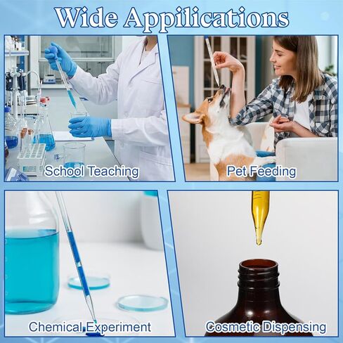 3 Pcs Glass Pipettes Dropper, 10ml & 3ml Graduated Liquid Dropper with Rubber Bulb for Laboratory, Medicine, Research (Blue & Red) in Kuwait