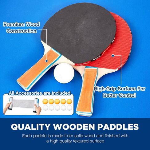 Pinkunn Table Tennis Table Portable Foldable Tables Tennis Game Set with 2 Tabled Tennises Paddles 10 Tabled Tennises Ball and 1 Net Height Adjustable Compact Storage Fit in Most Closet(4 x 2 ft) in Saudi Arabia