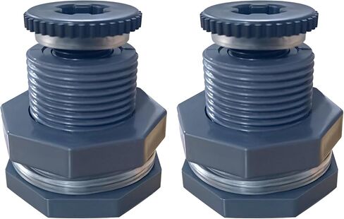 NPT 1.25" PVC Bulkhead Fitting, Heavy-Duty Female Plastic Water Tank Connector Adapter Fitting with Plugs for Rain Barrel,Spigot,Water Tank,Drain Bucket (Set of 1-Thickened Type) in Saudi Arabia