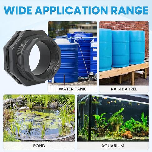MARGAR 4“ Bulkhead Fitting for Tank, Industrial UPVC Water Tank Connector Adapter Fitting for Rain Barrels，Ponds，Pools，Aquariums in Kuwait