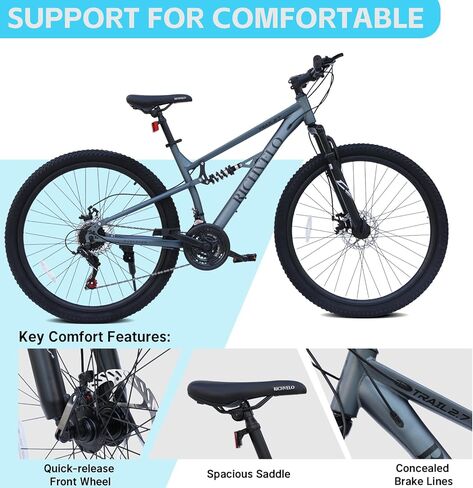 Mountain Bike, 24/26/27 Inch Outdoor Cycling Bike, 21-Speed/High-Carbon Steel/Disc Brake MTB Bicycle, Adjustable Ergonomic Seat Bikes, Multiple Colors in Saudi Arabia