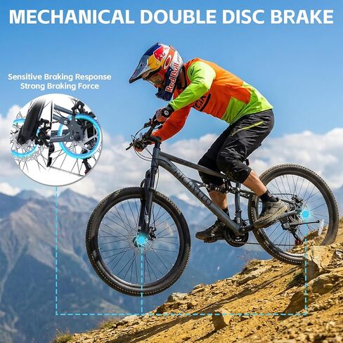 Mountain Bike, 24/26/27 Inch Outdoor Cycling Bike, 21-Speed/High-Carbon Steel/Disc Brake MTB Bicycle, Adjustable Ergonomic Seat Bikes, Multiple Colors in Saudi Arabia