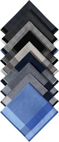 DoreenBeads Handkerchiefs for Men Soft Classic Checkered Striped Cotton Mens Hankies, Pack of 9, 17 x 17 Inches in Saudi Arabia