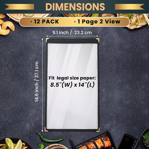 12Pack 8.5 × 14 Inch Menu Covers, 1 Page 2 View Menu Sleeves Clear View Menu Holder for Kitchen, Restaurant Supplies, Drink, Wine Menu, Transparent Restaurant Menu Holder in Saudi Arabia
