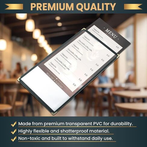 12Pack 8.5 × 14 Inch Menu Covers, 1 Page 2 View Menu Sleeves Clear View Menu Holder for Kitchen, Restaurant Supplies, Drink, Wine Menu, Transparent Restaurant Menu Holder in Saudi Arabia