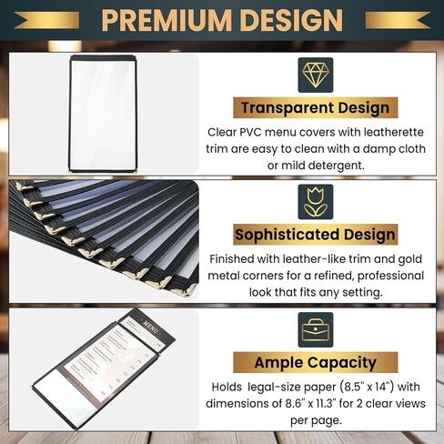 12Pack 8.5 × 14 Inch Menu Covers, 1 Page 2 View Menu Sleeves Clear View Menu Holder for Kitchen, Restaurant Supplies, Drink, Wine Menu, Transparent Restaurant Menu Holder in Saudi Arabia