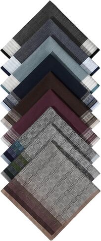 DoreenBeads Handkerchiefs for Men Soft Classic Checkered Striped Cotton Mens Hankies, Pack of 9, 17 x 17 Inches in Saudi Arabia