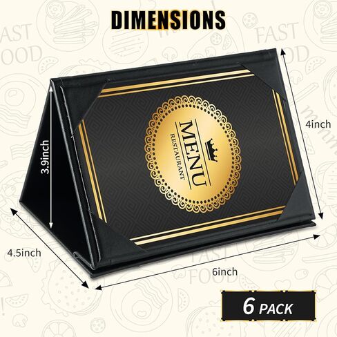 Table Tent Triangle Menu Holders 4" x 6", 6 Pack 3-Side Leatherette Picture Frames, Menu Cover with Angled Corners for Restaurant, Bar, Cafe, Wedding, Durable Menu Folders in Saudi Arabia