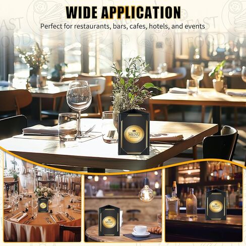 Table Tent Triangle Menu Holders 4" x 6", 6 Pack 3-Side Leatherette Picture Frames, Menu Cover with Angled Corners for Restaurant, Bar, Cafe, Wedding, Durable Menu Folders in Saudi Arabia