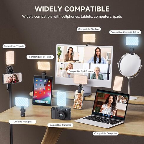 Selfie Light ، 120 LED قابلة لإعادة الشحن 3000 مللي أمبير في الساعة مقطع فيديو ملء صورة شخصية مع مقطع هاتف قابل للفصل ، CRI 95+ ضوء الهاتف ، تصل إلى 9000K ضوء درجة حرارة اللون للهاتف للمؤتمر ، الصورة ، الماكياج in Kuwait