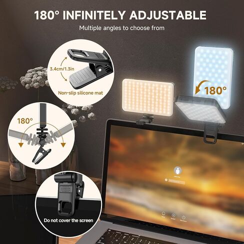 Selfie Light ، 120 LED قابلة لإعادة الشحن 3000 مللي أمبير في الساعة مقطع فيديو ملء صورة شخصية مع مقطع هاتف قابل للفصل ، CRI 95+ ضوء الهاتف ، تصل إلى 9000K ضوء درجة حرارة اللون للهاتف للمؤتمر ، الصورة ، الماكياج in Kuwait