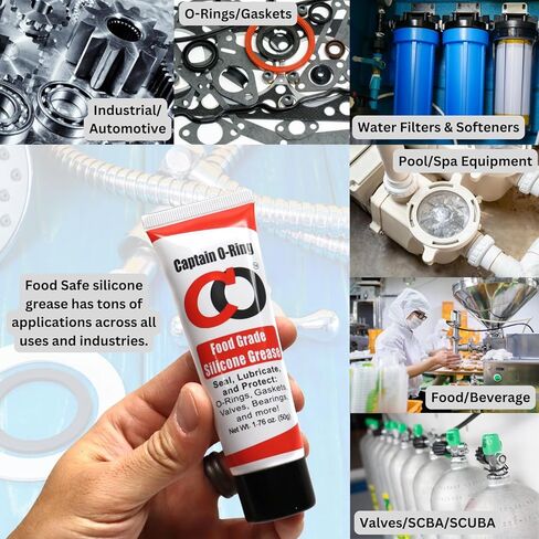Captain O-Ring - NSF Food Grade Silicone Lubricant Grease for O-Rings, Seals, Gaskets, Pumps, Pool Spa, Plumbing, Faucets, Valves, More (1.76oz, 50g) in Saudi Arabia
