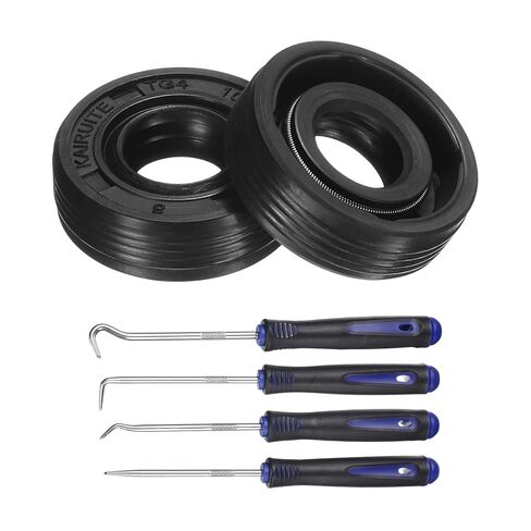 uxcell 2Pcs Oil Seal, 12x25x7mm TC Nitrile Rubber Double Lip Cover with Hook Kit and Spring for Mechanical Automobile Bearing Shaft, Black in Saudi Arabia
