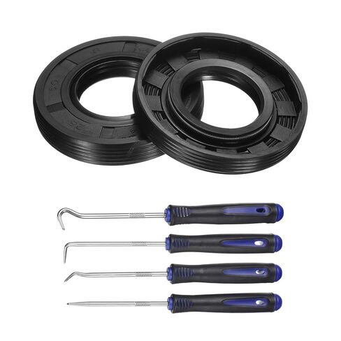 uxcell 2Pcs Oil Seal, 25x38x7mm TC Nitrile Rubber Double Lip Cover with Hook Kit and Spring for Mechanical Automobile Bearing Shaft, Black in Saudi Arabia