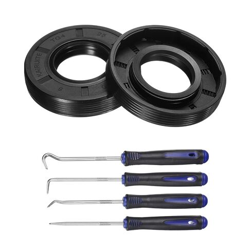 uxcell 2Pcs Oil Seal, 25x38x7mm TC Nitrile Rubber Double Lip Cover with Hook Kit and Spring for Mechanical Automobile Bearing Shaft, Black in Saudi Arabia