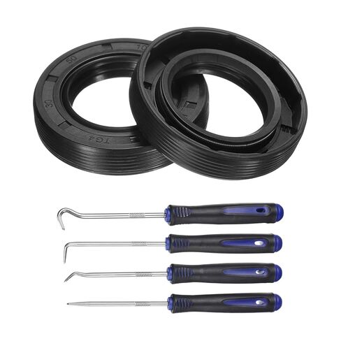 uxcell 2Pcs Oil Seal, 25x38x7mm TC Nitrile Rubber Double Lip Cover with Hook Kit and Spring for Mechanical Automobile Bearing Shaft, Black in Saudi Arabia