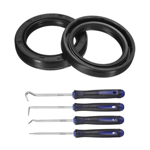 uxcell 2Pcs Oil Seal, 25x38x7mm TC Nitrile Rubber Double Lip Cover with Hook Kit and Spring for Mechanical Automobile Bearing Shaft, Black in Saudi Arabia