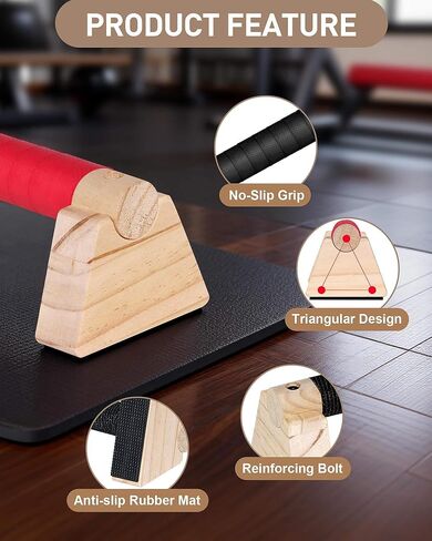 قضبان رفع خشبية، معدات تمارين رياضية غير قابلة للانزلاق لتدريب القوة، قضبان تمارين رياضية من الخشب الصلب وقضبان موازية، مقابض رفع للتمارين الأرضية in Kuwait