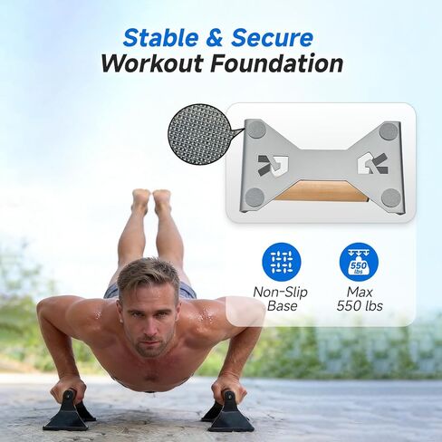 Rocalt Parallettes Push Up Handles - 550LBS Ergonomic Beech Wood Push Up Bars, Heavy Duty Steel Calisthenics Equipment for Home Gym, Anti-Slip Push Up Stands No Wrist Pain in Kuwait