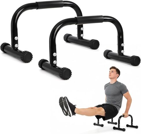 TOPZEA 2 Pack Parallettes Bars, 10" High Steel Push Up Handles Bars Strength Training Anti-Slip Calisthenics Equipment for Handstand, Full Planche, L-sit & Dip, Home Fitness & Gym Floor Workouts in Saudi Arabia