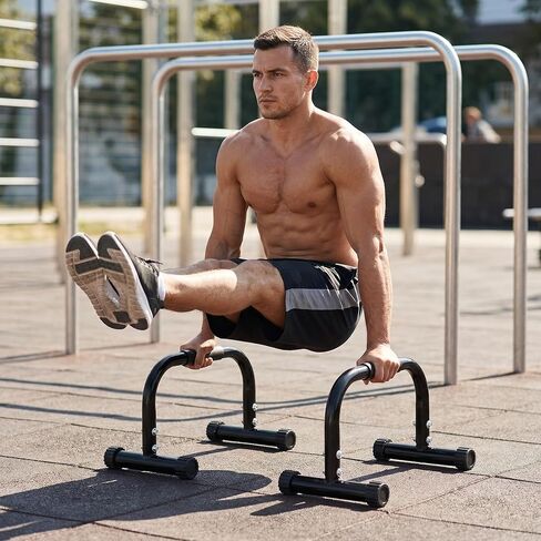 TOPZEA 2 Pack Parallettes Bars, 10" High Steel Push Up Handles Bars Strength Training Anti-Slip Calisthenics Equipment for Handstand, Full Planche, L-sit & Dip, Home Fitness & Gym Floor Workouts in Saudi Arabia