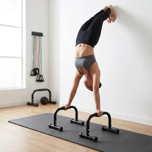 TOPZEA 2 Pack Parallettes Bars, 10" High Steel Push Up Handles Bars Strength Training Anti-Slip Calisthenics Equipment for Handstand, Full Planche, L-sit & Dip, Home Fitness & Gym Floor Workouts in Saudi Arabia