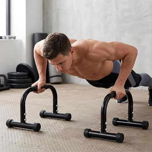 TOPZEA 2 Pack Parallettes Bars, 10" High Steel Push Up Handles Bars Strength Training Anti-Slip Calisthenics Equipment for Handstand, Full Planche, L-sit & Dip, Home Fitness & Gym Floor Workouts in Saudi Arabia