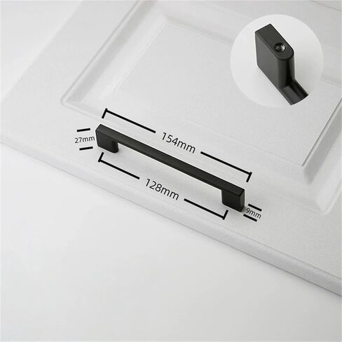 Cabinets Handles Black Silver Kitchen Furniture Drawer Cabinet Pulls Clothes Wardrobes 1Pcs(Black-C128mm) in Kuwait