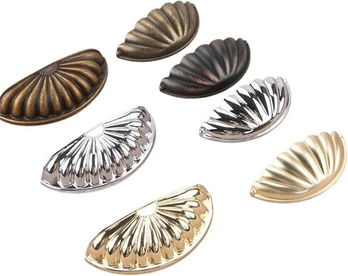 Golden Shell Cabinet Pull Bright Chrome Single Hole Drawer Retro Antique Brass Handle 1Pcs(6160-Chrome) in Kuwait