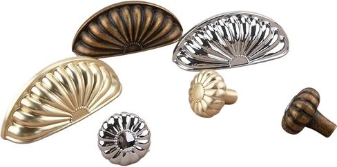 Golden Shell Cabinet Pull Bright Chrome Single Hole Drawer Retro Antique Brass Handle 1Pcs(6160-Chrome) in Kuwait