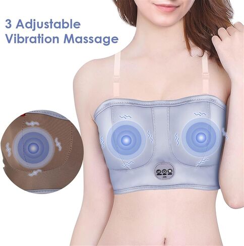 3-in-1 Heating & Vibration Massage Bra, Chest Massager Breast Enhancement Instrument Massage Device,Wireless USB Rechargeable, for Women Chest Shaping, Postpartum Recovery in Saudi Arabia