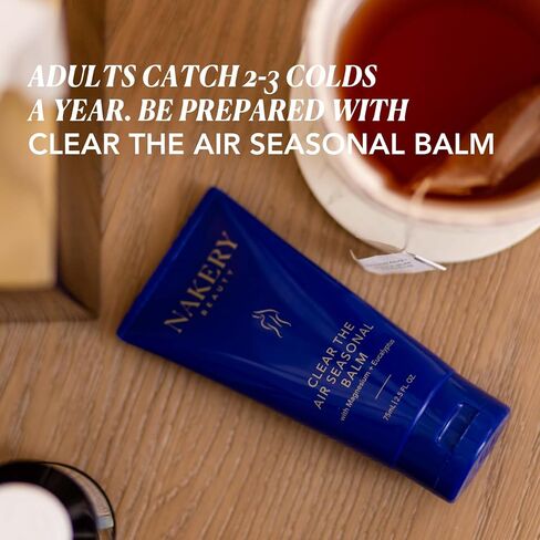 Nakery Clear The Air Seasonal Balm, Sinus Relief Balm for Congestion, Natural Chest Rub for Colds & Flu, Clean Skincare with Eucalyptus, Menthol & Shea Butter, Soothing Botanical Vapor Rub in Kuwait