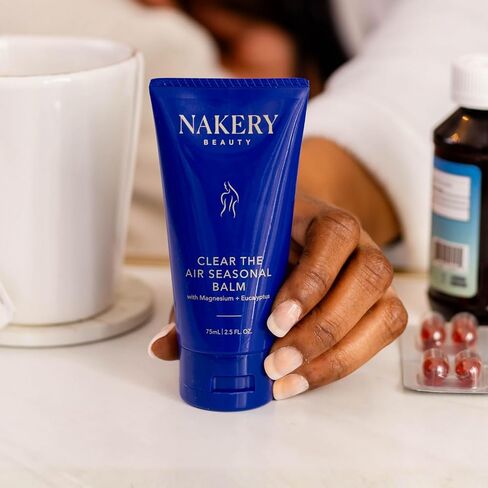 Nakery Clear The Air Seasonal Balm, Sinus Relief Balm for Congestion, Natural Chest Rub for Colds & Flu, Clean Skincare with Eucalyptus, Menthol & Shea Butter, Soothing Botanical Vapor Rub in Kuwait