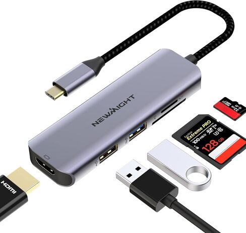 HDMI Adapter for Dual Monitors, Newmight 4 in 1 USB C to Dual HDMI Adapter with 100W PD, USB Port, HDMI to USB C Hub with 2 HDMI for MacBook Pro, iPhone 15 Series, HP, Dell in Kuwait