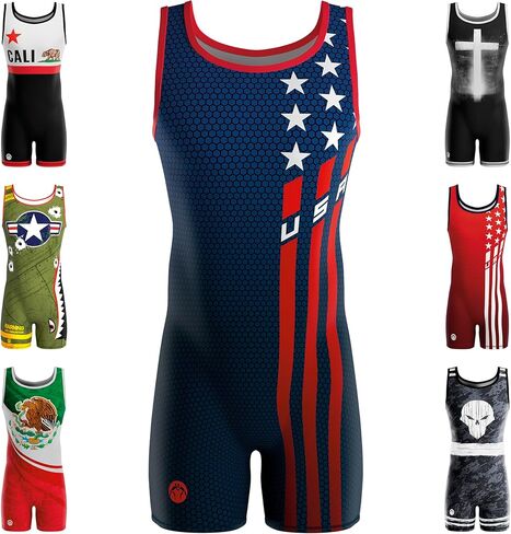 Rising Star Wrestling Singlet-Navy-Red-S in Saudi Arabia