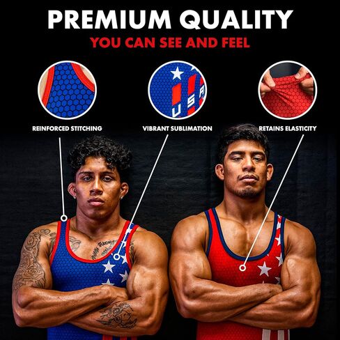 Rising Star Wrestling Singlet-Navy-Red-S in Saudi Arabia