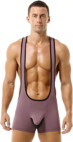 Men's Ice Silk Bodysuit Leotard Mesh Bulge Pouch Bikini Briefs Underwear Wrestling Singlet in Saudi Arabia