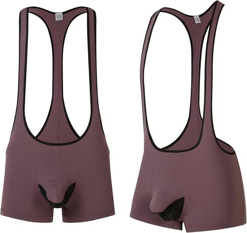 Men's Ice Silk Bodysuit Leotard Mesh Bulge Pouch Bikini Briefs Underwear Wrestling Singlet in Saudi Arabia