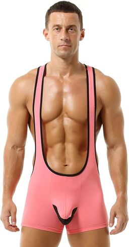 Men's Ice Silk Bodysuit Leotard Mesh Bulge Pouch Bikini Briefs Underwear Wrestling Singlet in Saudi Arabia