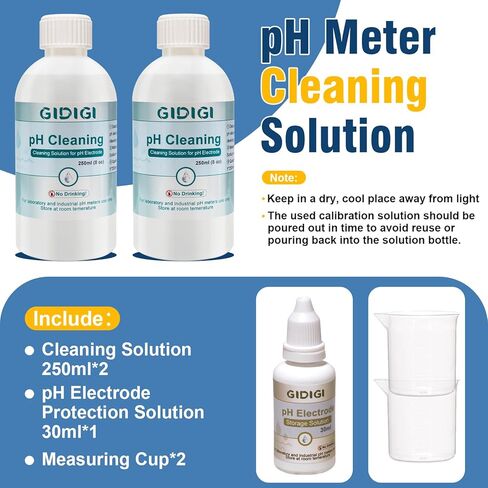 pH Cleaning Solution 250ml*2 and pH Electrode Storage Solution 30ml* 1 for pH Meter Electrode,Conductivity Probe Cleaning Cleanser in Kuwait