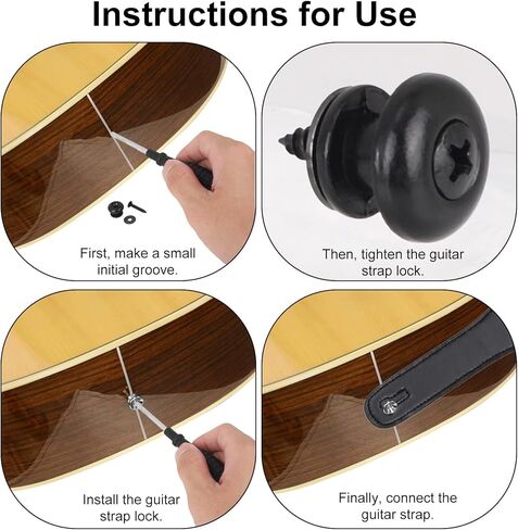 8 Packs Guitar Strap Locks, 4 Trumpet & 4 Mushroom Head Style Buttons with End Pins & Washers for Electric Instrument Bass Acoustic Guitar and Ukulele in Saudi Arabia