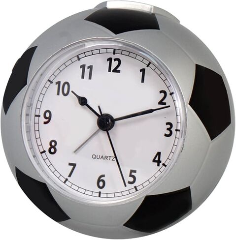 Creative Football Shaped Alarm Clock Non-Ticking Silent Analog Desk Clock Battery Operated Soccer Ball Timepiece for Boys Girls Bedroom Student Bedside Nightstand Gift (Silver) in Saudi Arabia