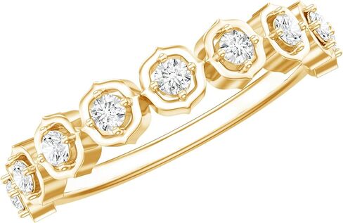 Certified Lab Grown Diamond Half Eternity Ring, Ef-Vs Quality, Diamond Stackable Ring - With Jewelry Box in Saudi Arabia