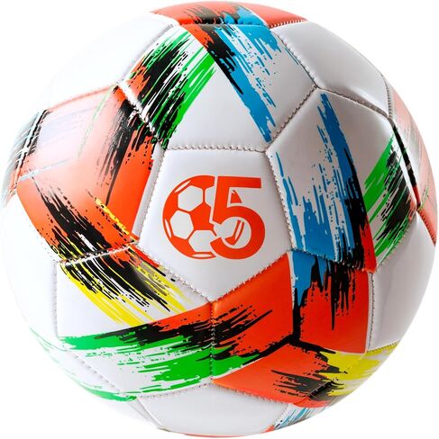 Soccer Ball Size 5 Deflated - Bright Tri-Color Design, Vibrant & Multicolor Indoor/Outdoor Training Sports Ball - Official Size for Kids Youth Teens Adult - Ideal Soccer Gift & Easter Basket Stuffers in Saudi Arabia